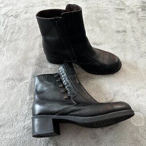 Naot Black Leather Side Button Ankle Boots Women's 41 US 10
